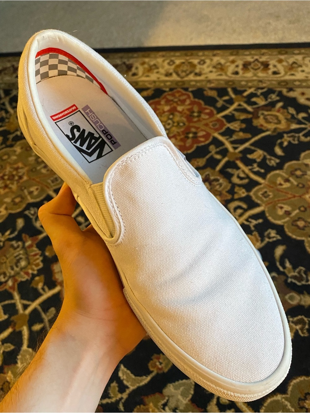 Vans White Classic Slip-On Canvas Loafers - Picture 6 of 11